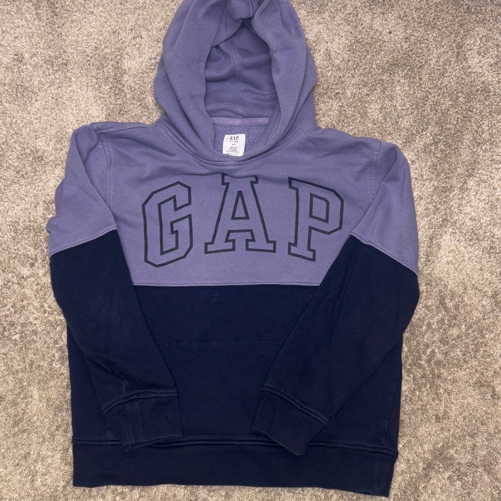 Big Kid’s GAP Lavender and Navy Colorblock Pullover Hoodie